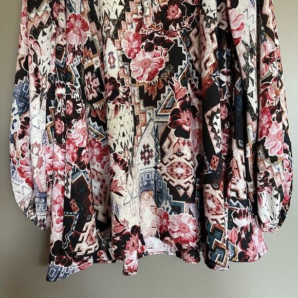 Show Me Your Mumu Jamie Tunic Mini Babydoll Dress Small Girl Tribe Mixed Printn - Picture 8 of 16